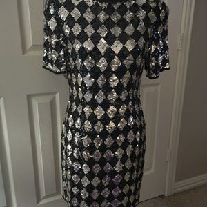 Silver and Black Sequin Dress